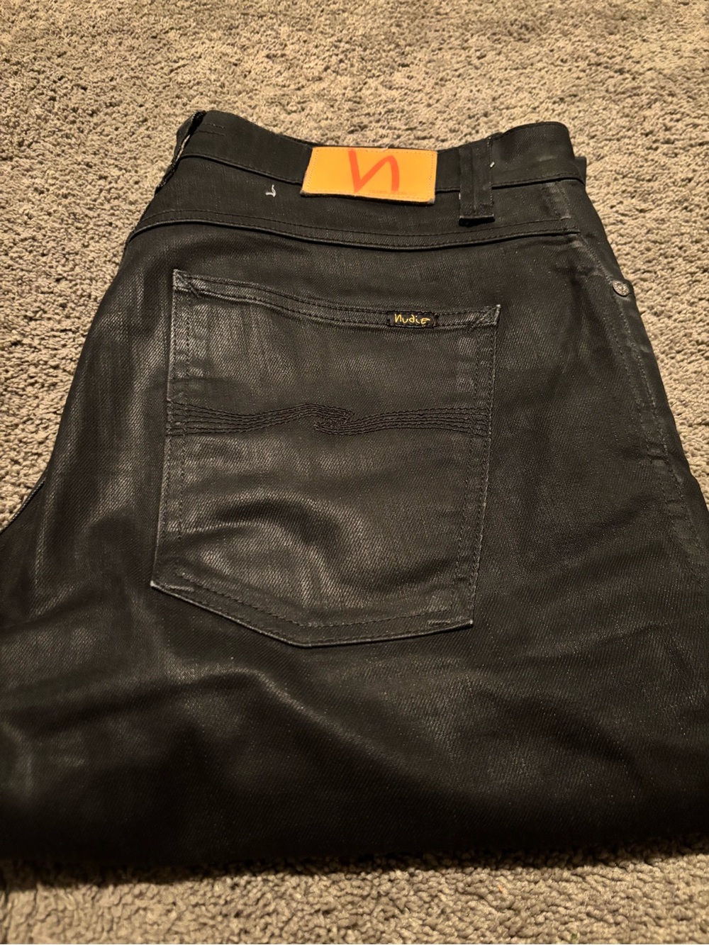 Nudie Jeans Slim Jim in Dry Black Coated